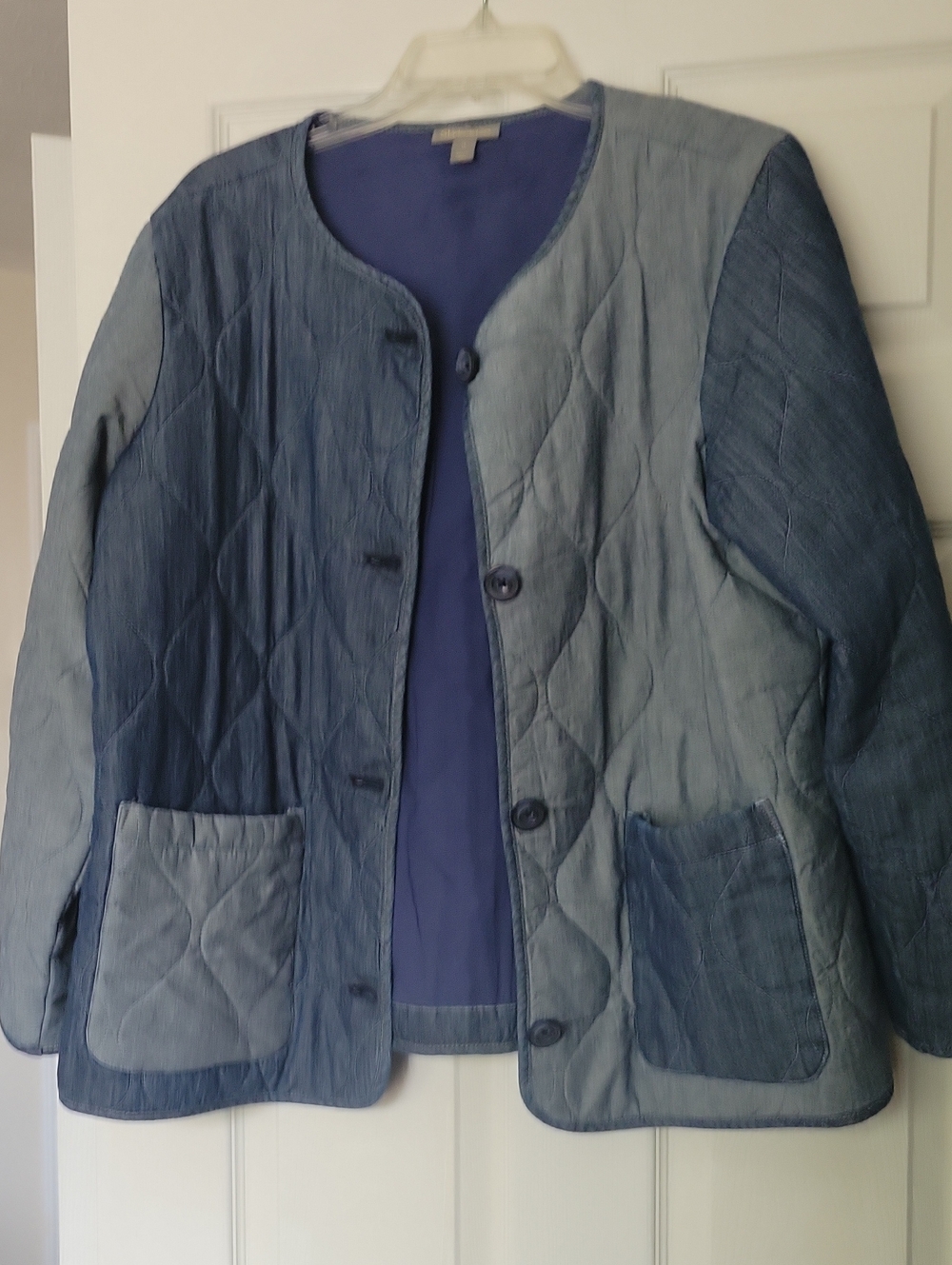 Style & Co. Quilted Two-Tone Blue Utility Jacket